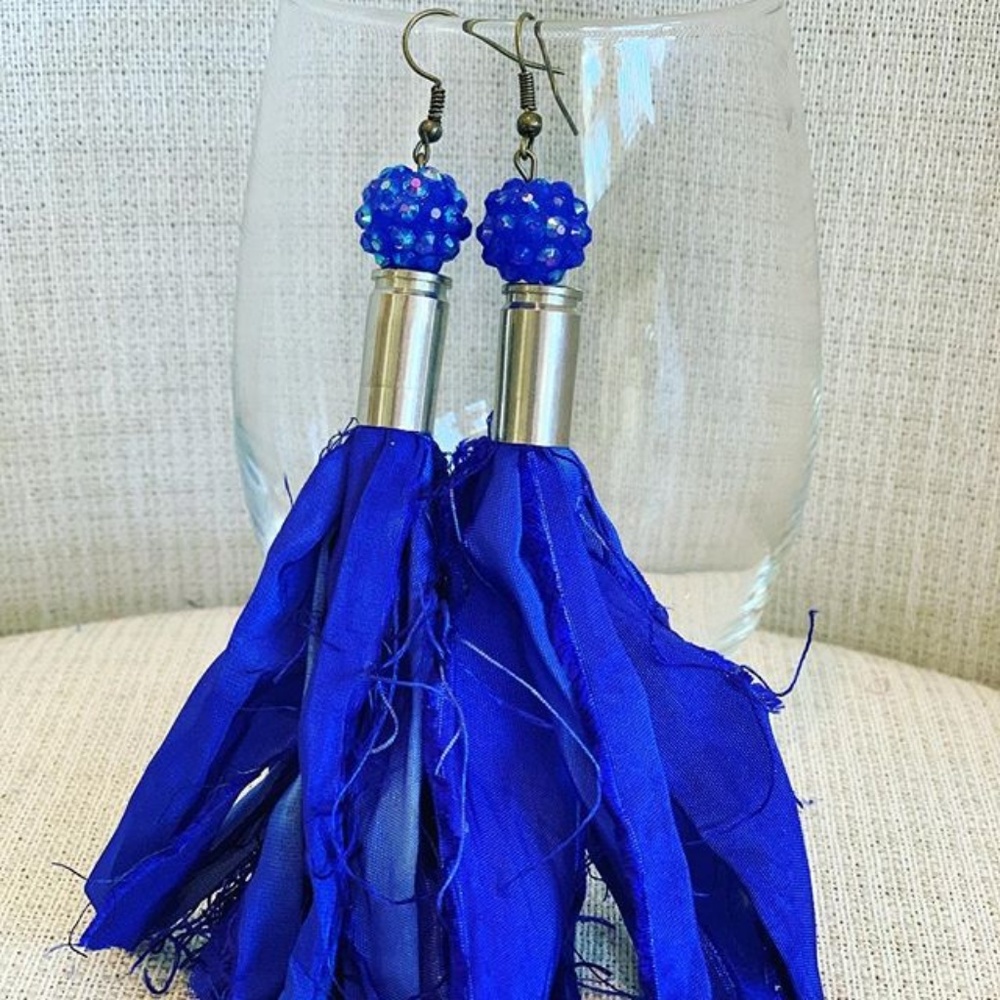 9mm bullet tassel earrings